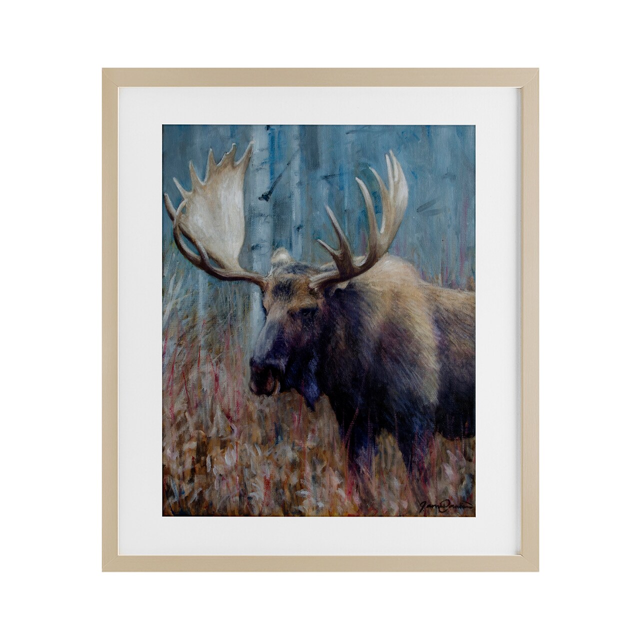 Stupell Industries Expressive Moose in Forest Framed Print Under Glass, design by James Corwin